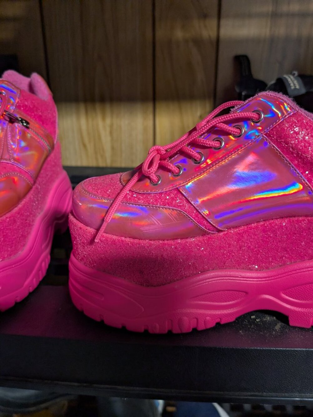 Pink Sparkly Platform Sneakers